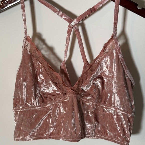Aerie Pink Velvet Lacey Bralette - Picture 2 of 10